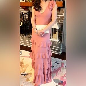 Lulu's Pink Fit and Flare Maxi Dress